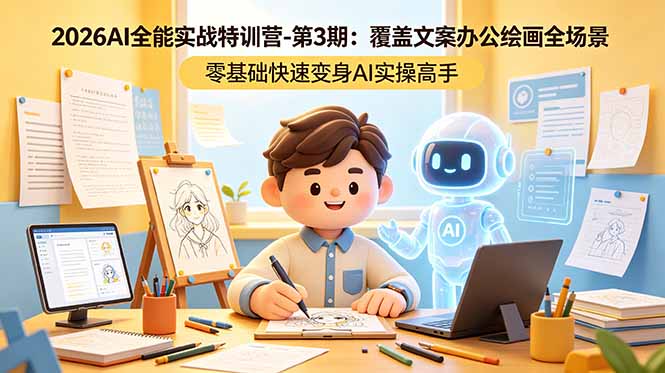 2026AI全能实战特训营-第3期：覆盖文案办公绘画全场景 零基础快速变身AI实操高手-代码㊙️阁