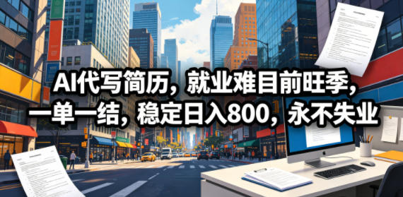 AI代写简历，就业难目前旺季，一单一结，稳定日入800，永不失业-代码㊙️阁