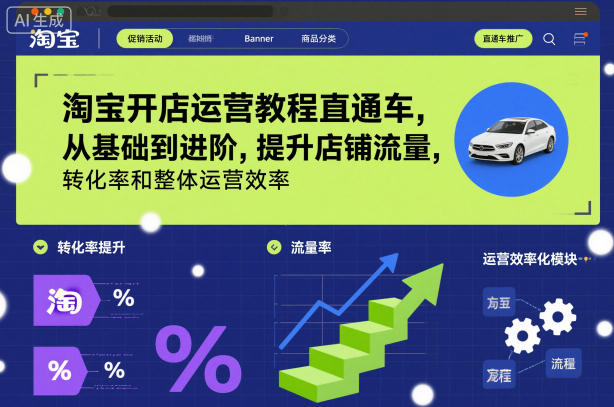 淘宝开店运营教程直通车，从基础到进阶，提升店铺流量，转化率和整体运营效率(更新26年05月27日)-代码㊙️阁