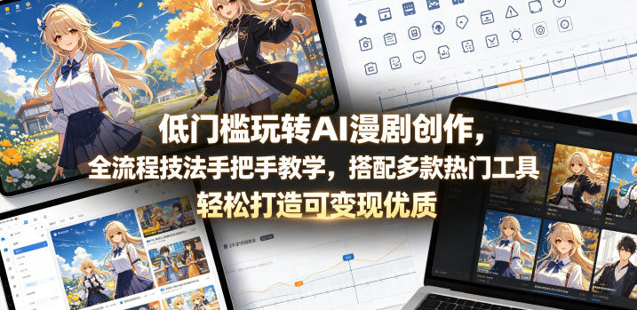 低门槛玩转AI漫剧创作，全流程技法手把手教学，搭配多款热门工具，轻松打造可变现优质作品-代码㊙️阁