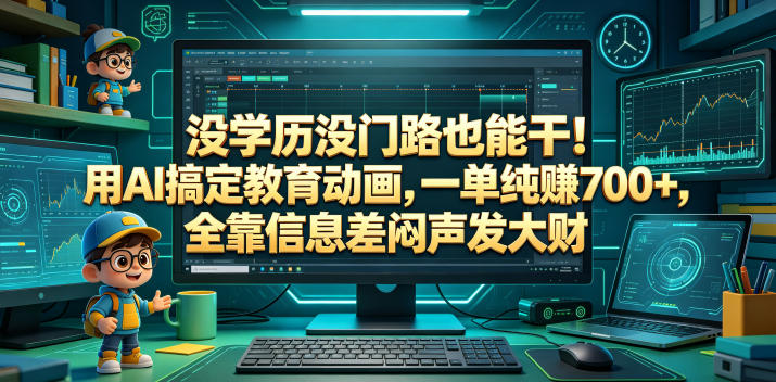 没学历没门路也能干！用AI搞定教育动画，一单纯賺700+，全靠信息差闷声发大财【揭秘】-代码㊙️阁