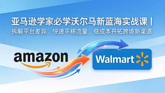 亚马逊卖家必学沃尔玛新蓝海实战课｜拆解平台差异，快速平移流量，低成本开拓跨境新渠道-代码㊙️阁