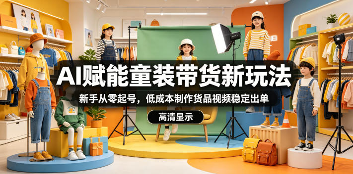 AI赋能童装带货新玩法，新手从零起号，低成本制作货品视频稳定出单-代码㊙️阁