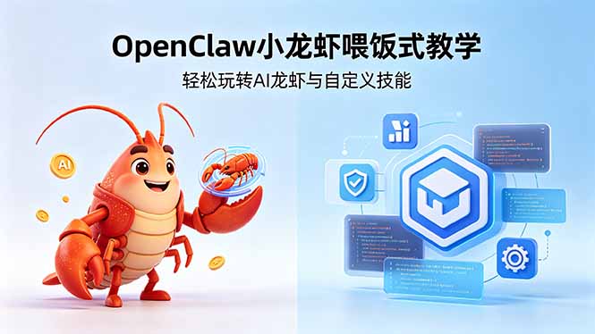 不用懂技术！OpenClaw小龙虾喂饭式教学，轻松玩转AI龙虾与自定义技能 (5月22更新-代码㊙️阁