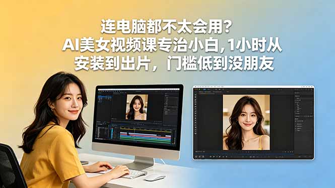 连电脑都不太会用？AI美女视频课专治小白，1小时从安装到出片，门槛低到没朋友-代码㊙️阁