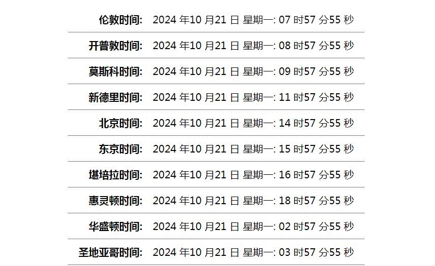 世界时间单页网站HTML源码-代码㊙️阁